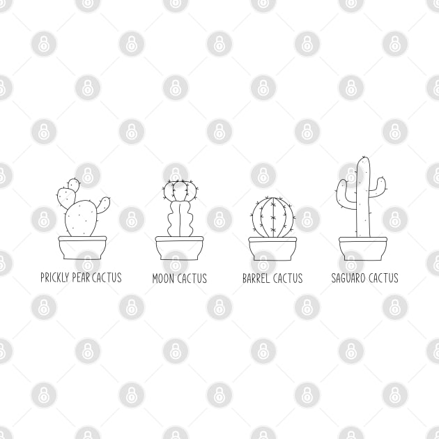 Cactus Cute Design Black and White by olivergraham