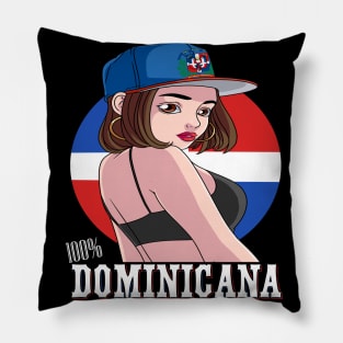 100% Dominicana Strong Girl Dominican Republic Pride Flag Pillow