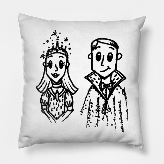 Royal Prince and Princess Doodle Pillow by 1Redbublppasswo