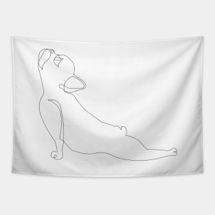 One Line French Bulldog Upward Facing Dog Tapestry