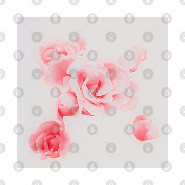 Sweet Love - Pretty Pink Roses - Pink Floral Watercolor Blooms by Star58