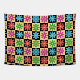 Daisy Checkered Pattern Tapestry