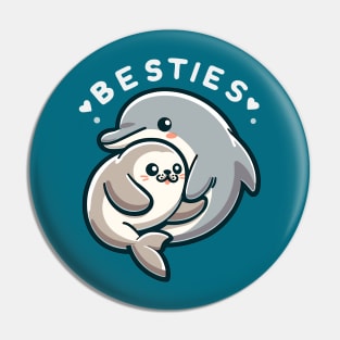 Dolphin and Seal Besties Pin