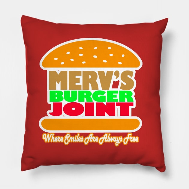 River City Ransom Merv's Burger Joint Pillow by GodsBurden