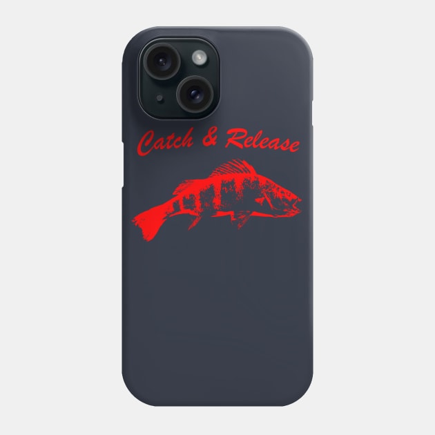 Catch and Release Series, Perch, Red color Phone Case by BassFishin