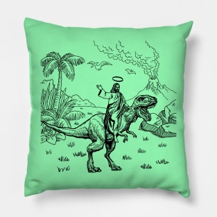 JESUS RIDING A DINOSAUR Pillow