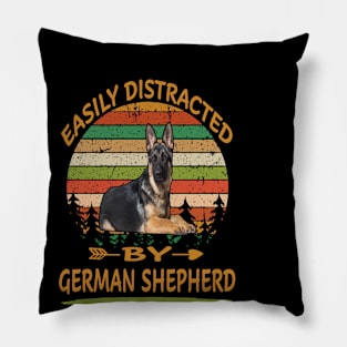 Easily Distracted By German Shepherd Vintage Pillow