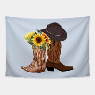 Rustic Sunflower Western Country Cowboy Cowgirl Boots Tapestry