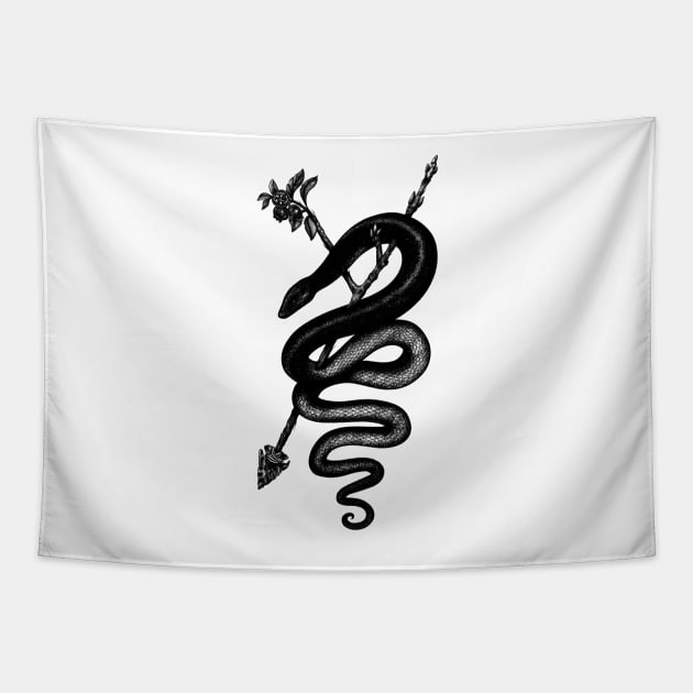 Snake Tattoo with Arrow Tapestry by accrescent