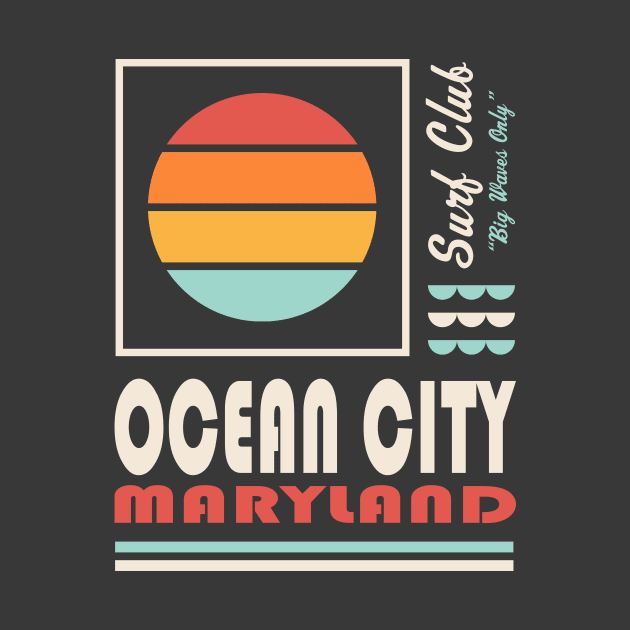 Ocean City Maryland Retro Vintage Sunset by PodDesignShop