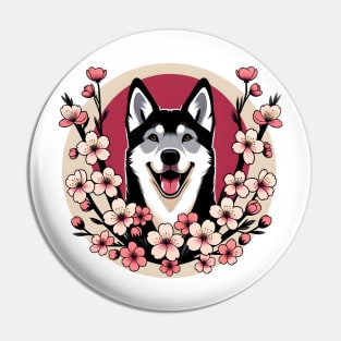 Czechoslovakian Vlcak Embraces Spring with Cherry Blossoms Pin