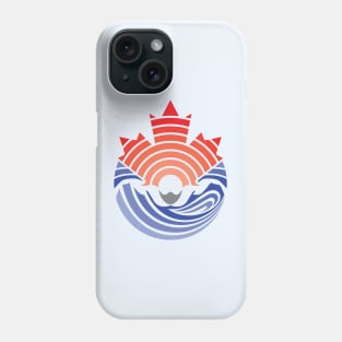 A swimmer performs a Water Butterfly Stroke with a red Canadian Maple Leaf over his head Phone Case