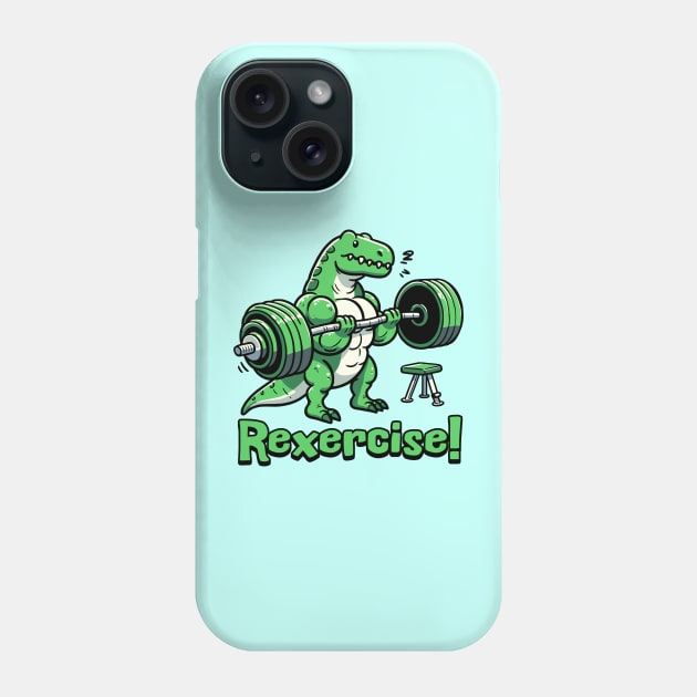 Rexercise! Cute Weightlifting Dinosaur Pun Phone Case by Cute And Punny