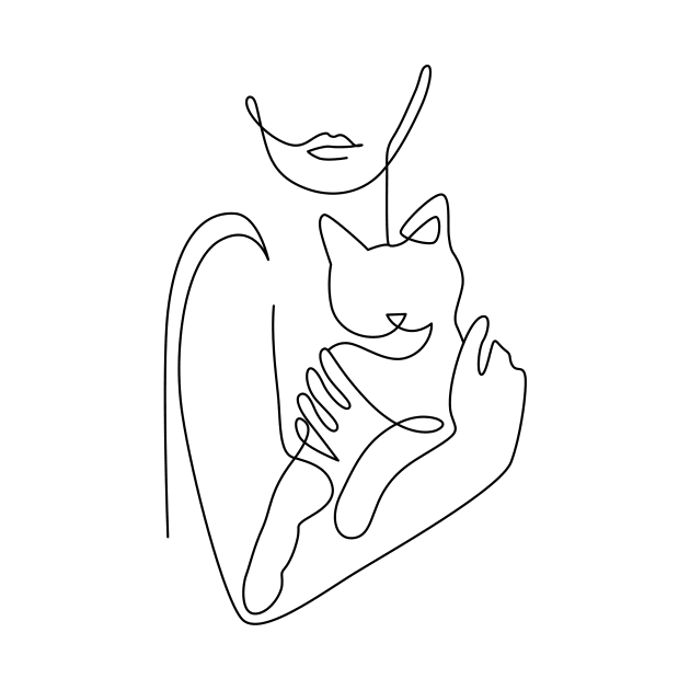 girl cat one line by otastd