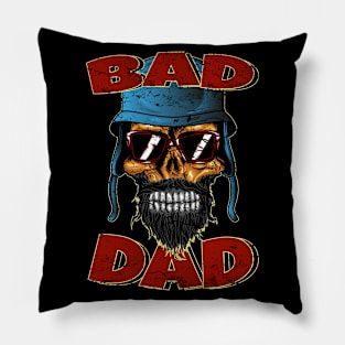 Bad Dad Biker Skull Pillow