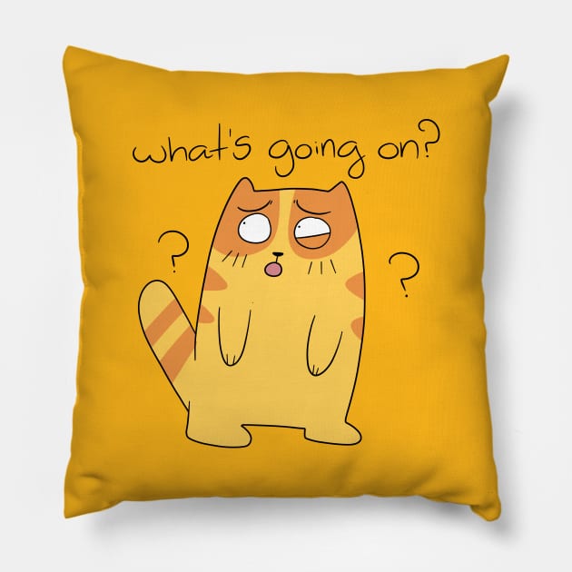 What's Going On? Orange Tabby Cat Pillow by saradaboru