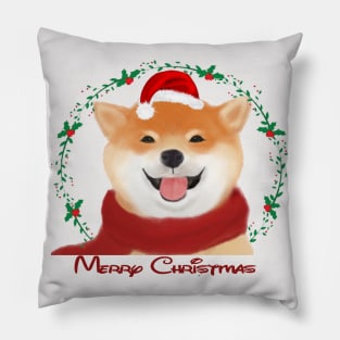 merry Christmas t-shirt. dog picture new year t-shirt Pillow