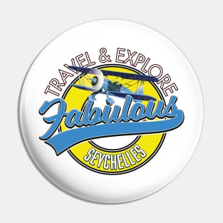 Travel explore fabulous Seychelles logo Pin