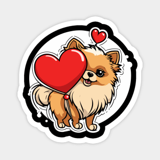 Pomeranian Heart Balloon - Valentines Day Magnet