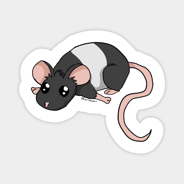 A little Mousie - Black Banded Magnet by tearsforlu