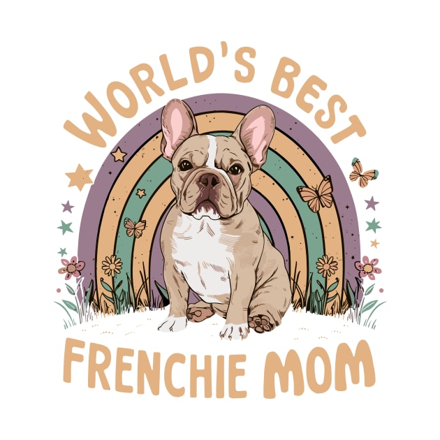 World's Best Frenchie Mom Colorful Rainbow and Butterflies by Indigo Lake