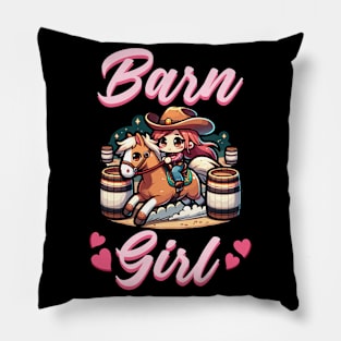 Barn Girl I Equestrian Pony Horse Fan Pillow