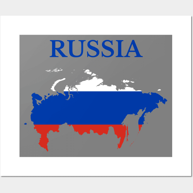 Russian Россия Flag Map - Russia - Posters and Art Prints