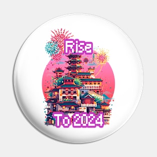 Chinese New Year: Rise to 2024 with Pixel Art Fireworks Pin