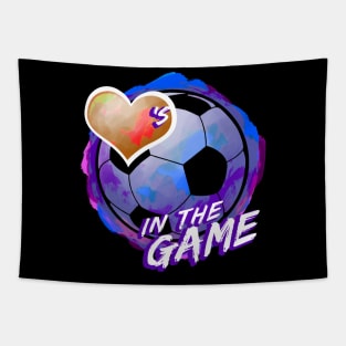 Soccer - Hearts In The Game - Dirty Blue Tapestry