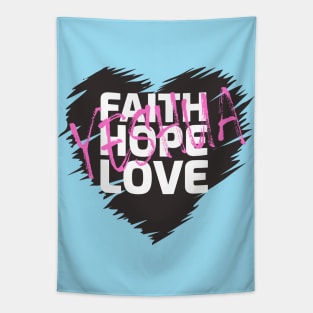 Faith Hope Love Yeshua Heart (Dark) Tapestry