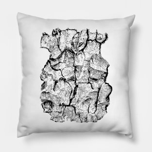 Abstract Shapes and Alien Faces in Black and White Pillow