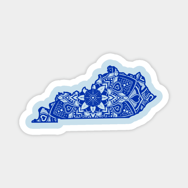 Blue Kentucky State Gift Mandala Yoga KY Art Magnet by Get Hopped Apparel