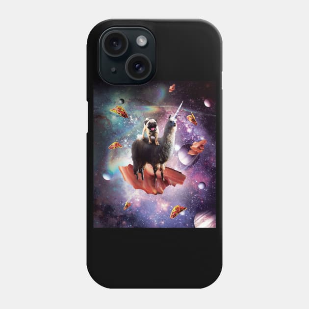 Space Pug Riding Llama Unicorn - Bacon & Taco Phone Case by Random Galaxy