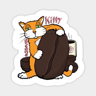 Kitty and coffee beans, a cafe cat for coffee lovers Magnet
