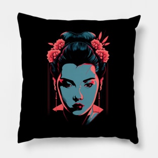 Vaporwave Geisha - Beautiful Japanese Design Pillow