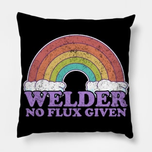 Welder No Flux Given Rainbow and Clouds Pillow