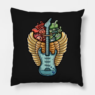 Guitar with yellow wings Pillow