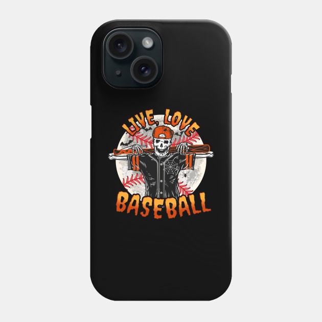 Funny Halloween Baseball Saying Quote Live Life Baseball Phone Case by TeeCreations