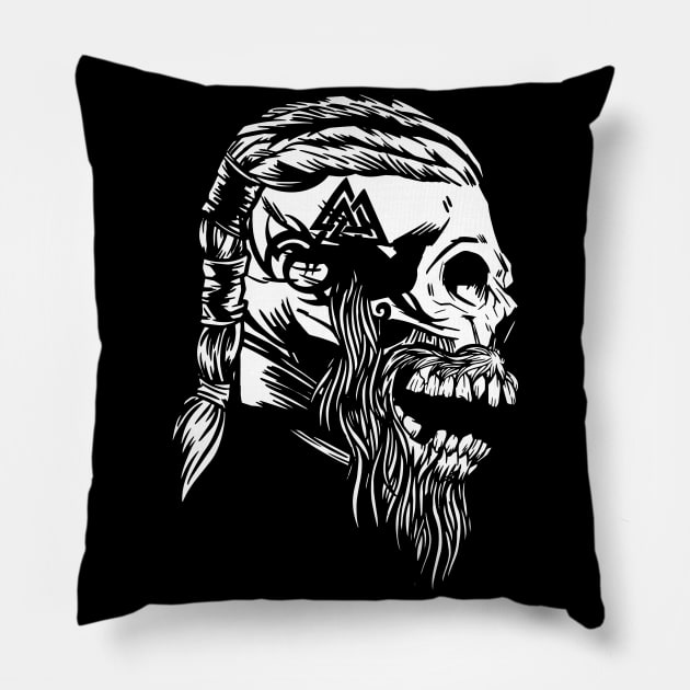 Viking Skull Dead Man Pillow by Printroof