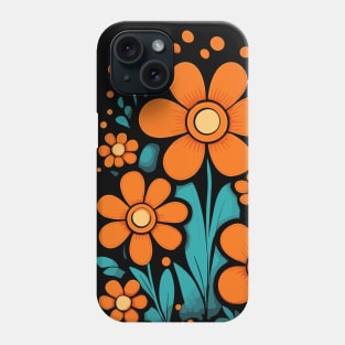 Orange Flower Power Pattern Phone Case