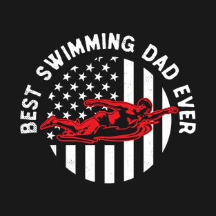 Swimming best dad vintage usa flag theme T-Shirt