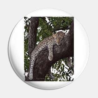 Realistic Painting of a Resting Leopard Pin