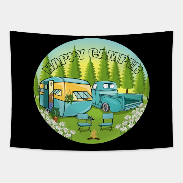 Happy Camper - Camping Tapestry by Designoholic