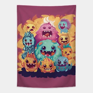 Cute monsters family Tapestry