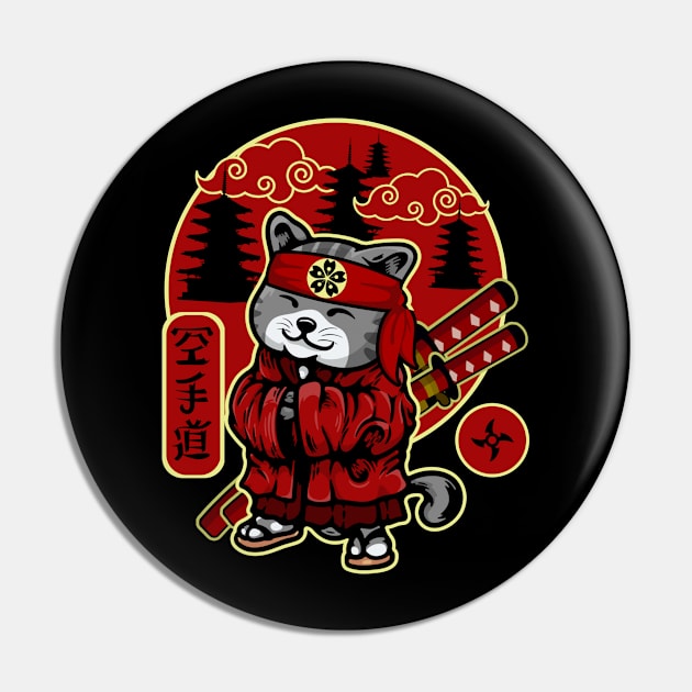 Samurai Cat Pin by Indieteesandmerch