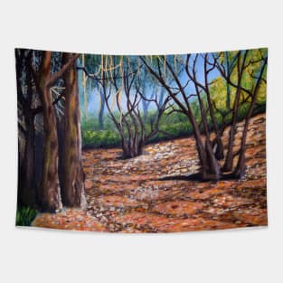 Walking in the Woods, original Acrylic artwork on board Tapestry