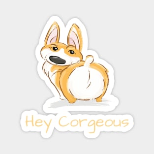 Hey Corgeous Cute Corgi Illustration Magnet