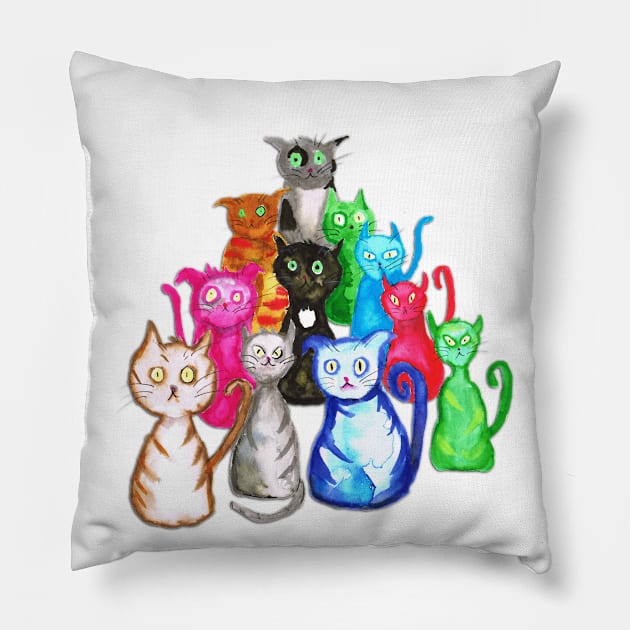 Gang of cats Pillow by Bwiselizzy