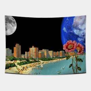 beach with a view collage Tapestry