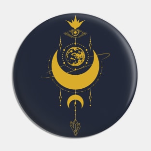 Celestial Mystical Crescent Moon Pin